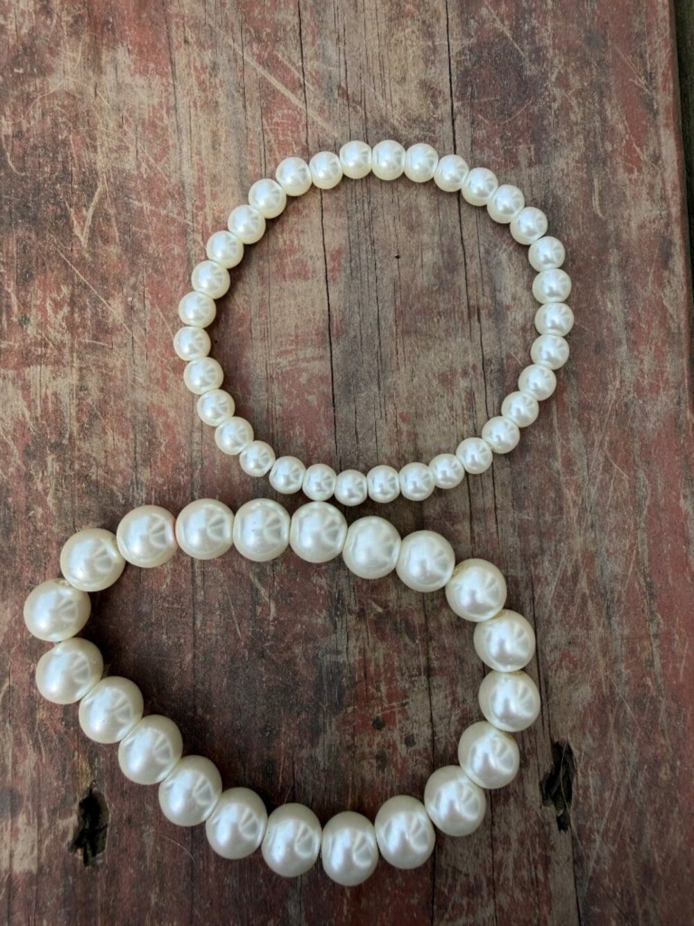 Classic Pearl Bead Stretch Bracelets Set Of 2